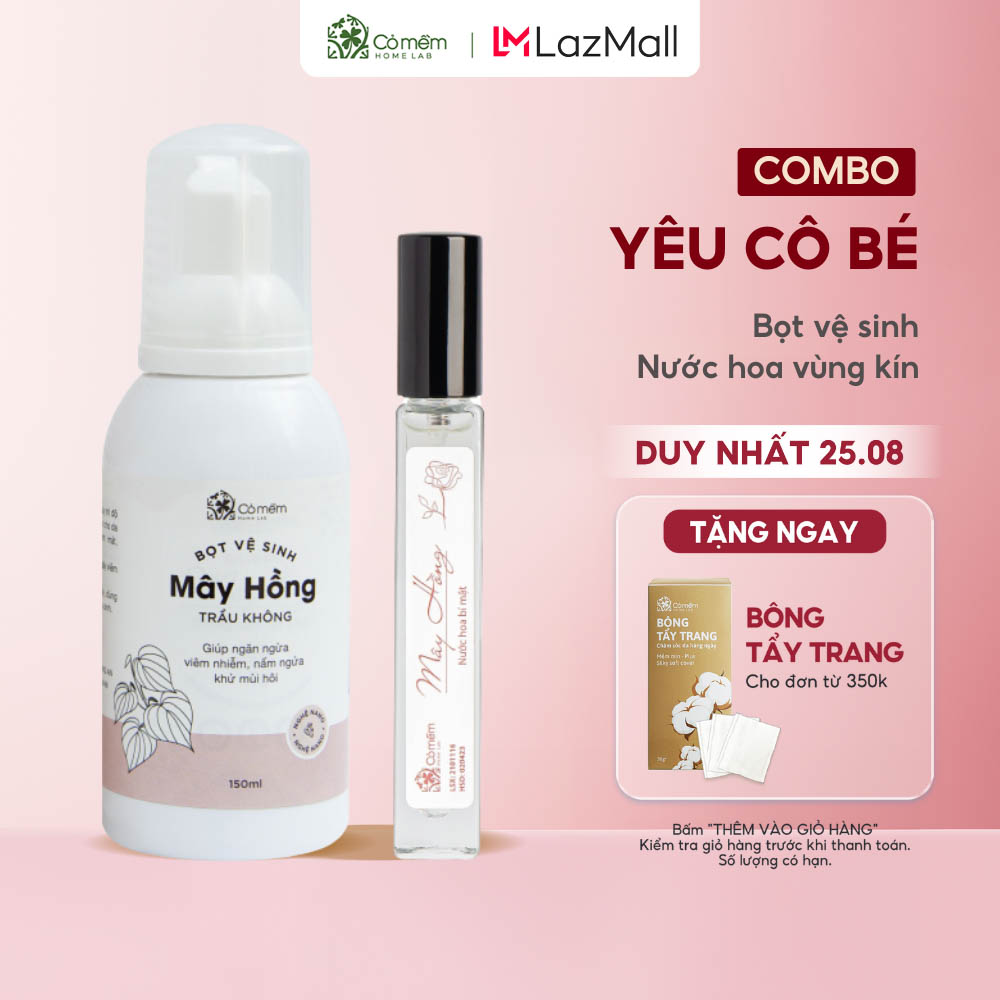 Combo yêu cô bé an toàn từ thiên nhiên gồm bọt vệ sinh phụ nữ và nước hoa bí mật cỏ mềm 300g