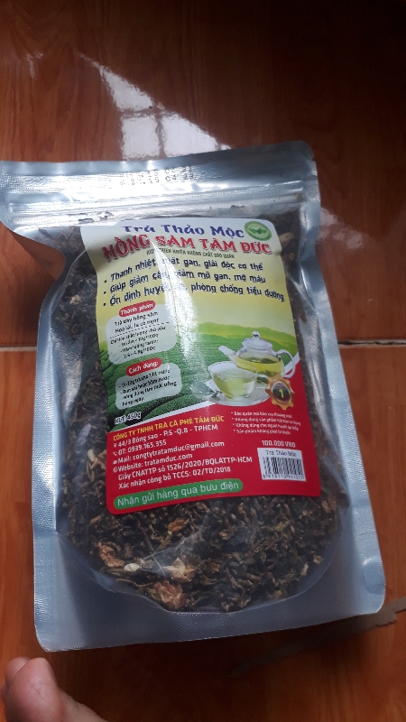 Trà thảo mộc hồng sâm tâm đức