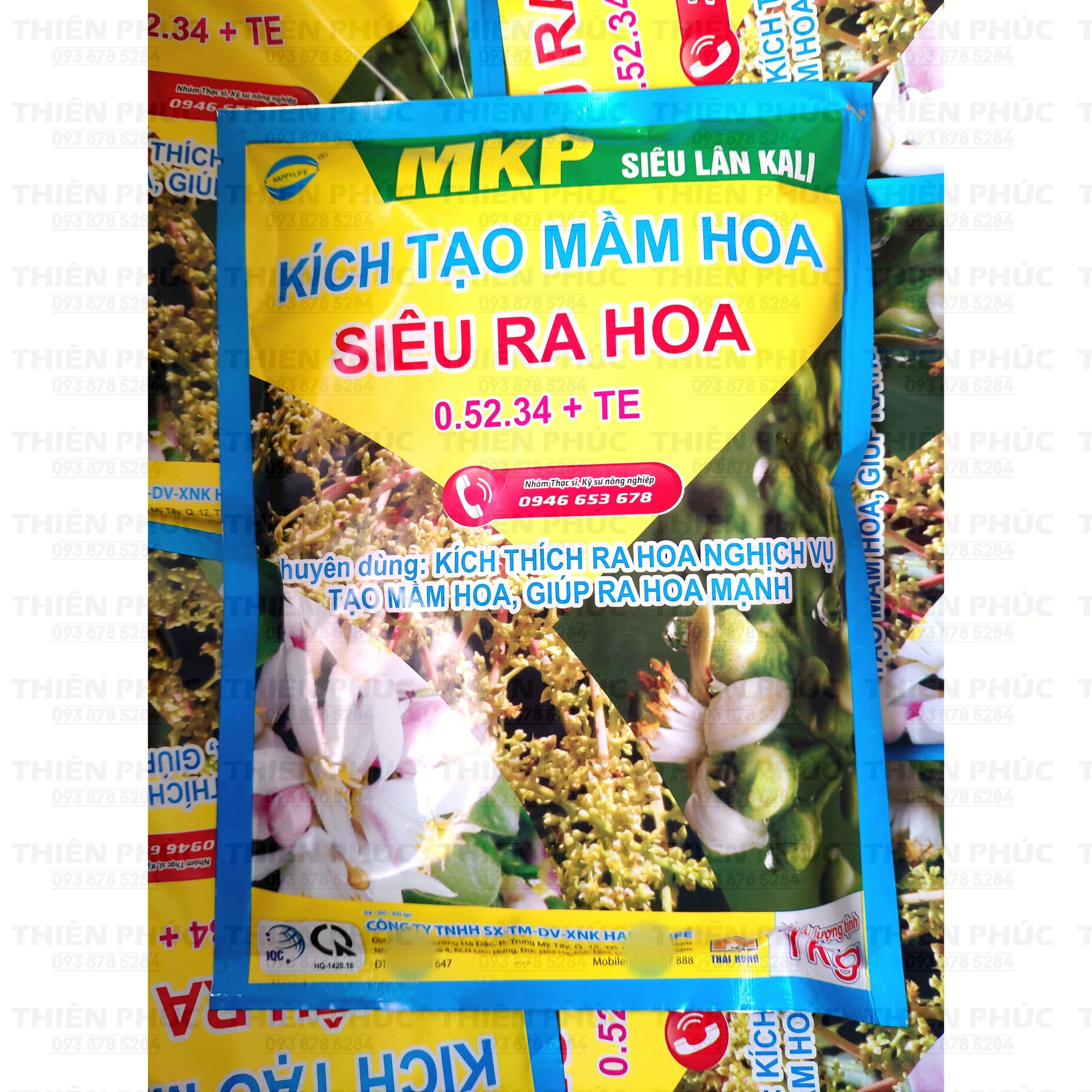 MKP 0-52-34 TE 1KG - Phân Bón lá tạo mầm hoa SIÊU RA HOA kích mầm hoa- Siêu lân kali kích thích ra hoa nghịch mùa