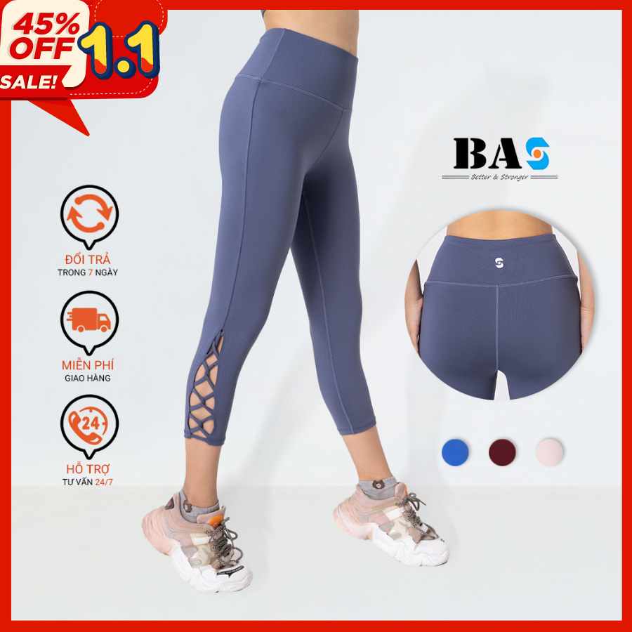 Quần tập gym, yoga lửng bas đan dây lưng cao chất thun co dãn ql210405