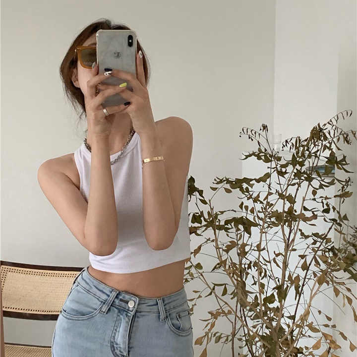 Áo Croptop Ba Lỗ Nữ Sát Nách Cổ Tròn From Ôm Basic - Tharo Clothing