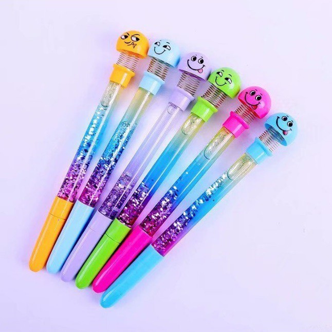 [HCM][COMBO 5 CÂY] BÚT BI NƯỚC NHÚN EMOJI GIÚP GIẢM CĂNG THẲNG - ĐẦU BI NHỎ - NÉT CHỮ THANH