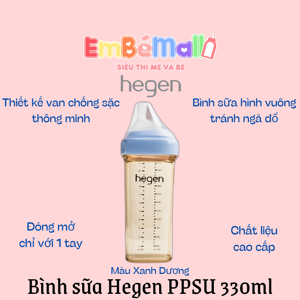 Bình sữa Hegen PPSU 330ml núm ti size L trên 6 tháng