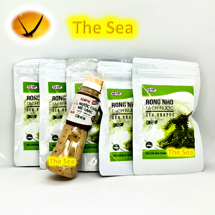 Rong nho tách nước sea việt 500g gồm 5 gói 100g - tặng 1 chai nước sốt mè rang kewpie 180ml