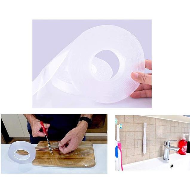 Băng Keo 2 Mặt Siêu Dính Trong Suốt Khổ 3m Chất Liệu PU GEL Băng Keo Đa Năng Monkey Grip Tape