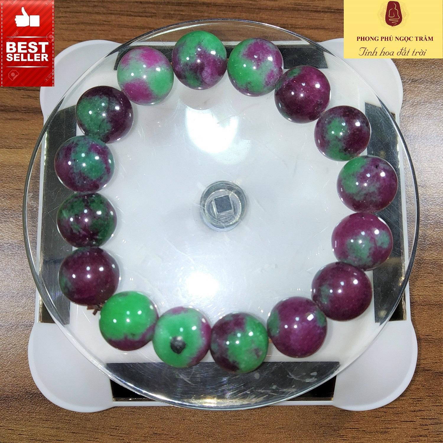 Vòng phong thủy, Vòng đá tự nhiên ruby Nam Phi đa sắc 12li