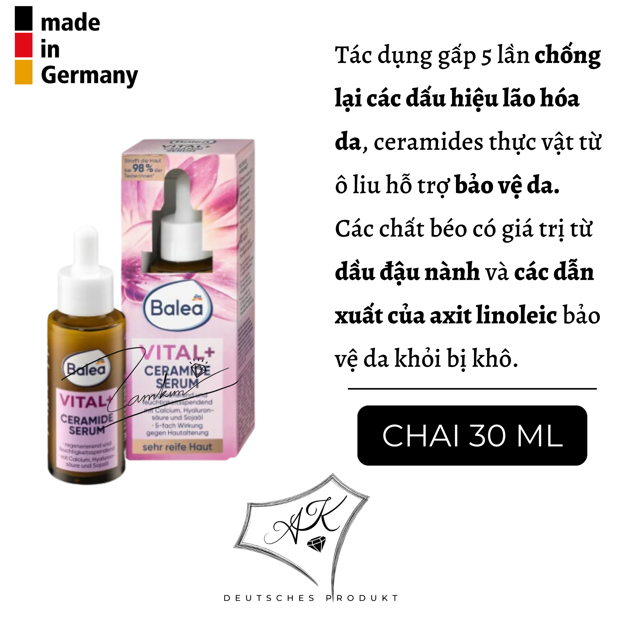 Serum trắng da chống lão hóa, ngừa nếp nhăn nội địa Đức - Balea