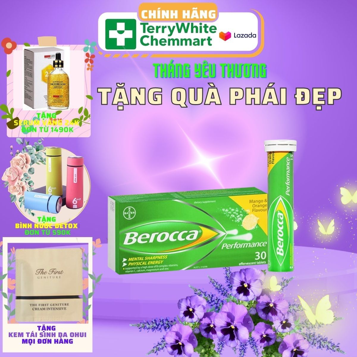 Berocca Viên Sủi Bổ Sung Vitamin Vị Dâu Performance original berry flavour