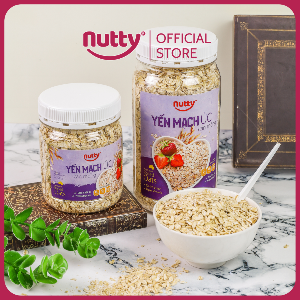Yến mạch úc cán mỏng nutty, 100% yến mạch nguyên chất, nhập khẩu trực tiếp từ úc - hộp 300g/600g & gói 1kg