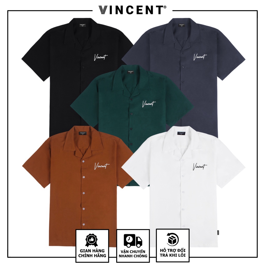 Áo sơ mi Vincent Mango silk shirt/ White/ Black/ Orange earth/ Green/ Lead gray