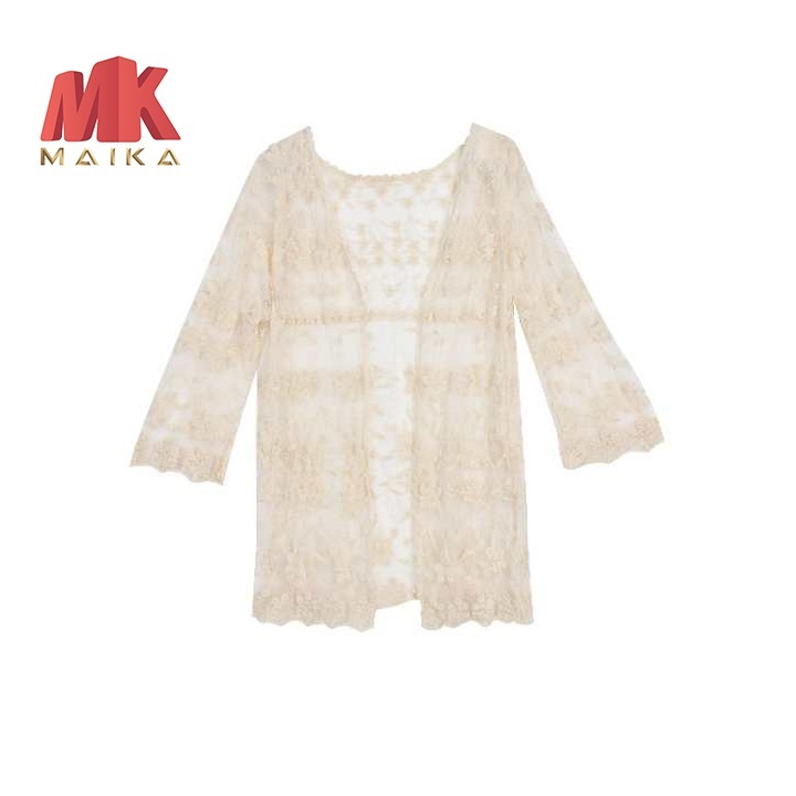 Áo Khoác Lưới Đi Biển MK MAIKA mẫu lưới mới MKF003 Kem