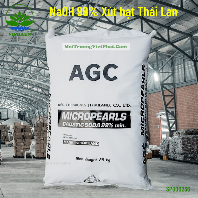 Xút hạt NaOH Thái Lan 99% AGC (Bao 25 kg)