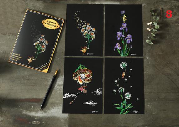 Bộ 4 tranh cạo khổ A5 14x20cm