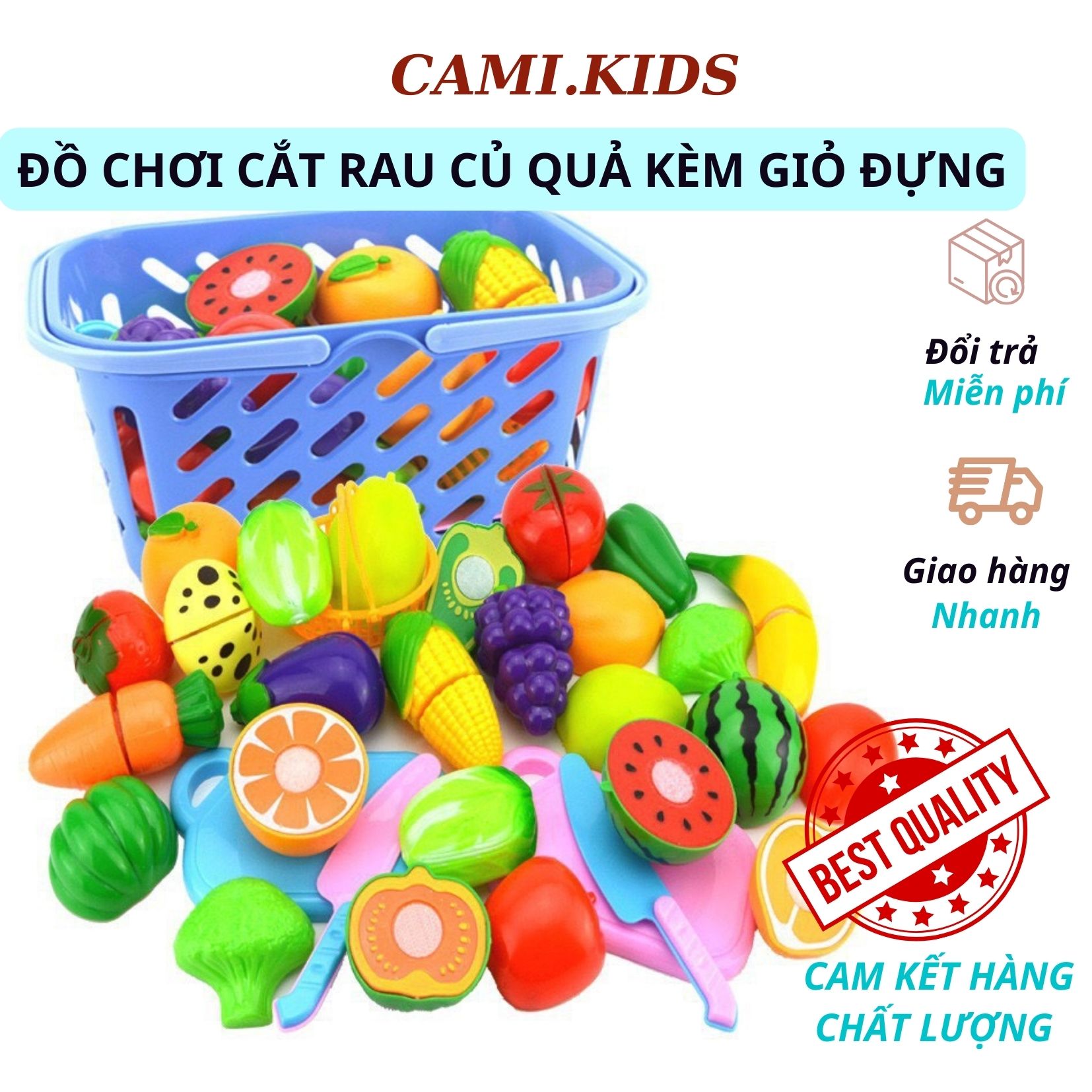 Đồ chơi cắt hoa quả rau củ bằng nhựa an toàn cho bé