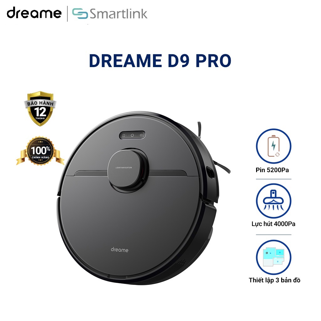 Robot bút bụi lau nhà thông minh dreame d9 pro - lực hút 4000 pa - bản quốc tế- hàng chính hãng