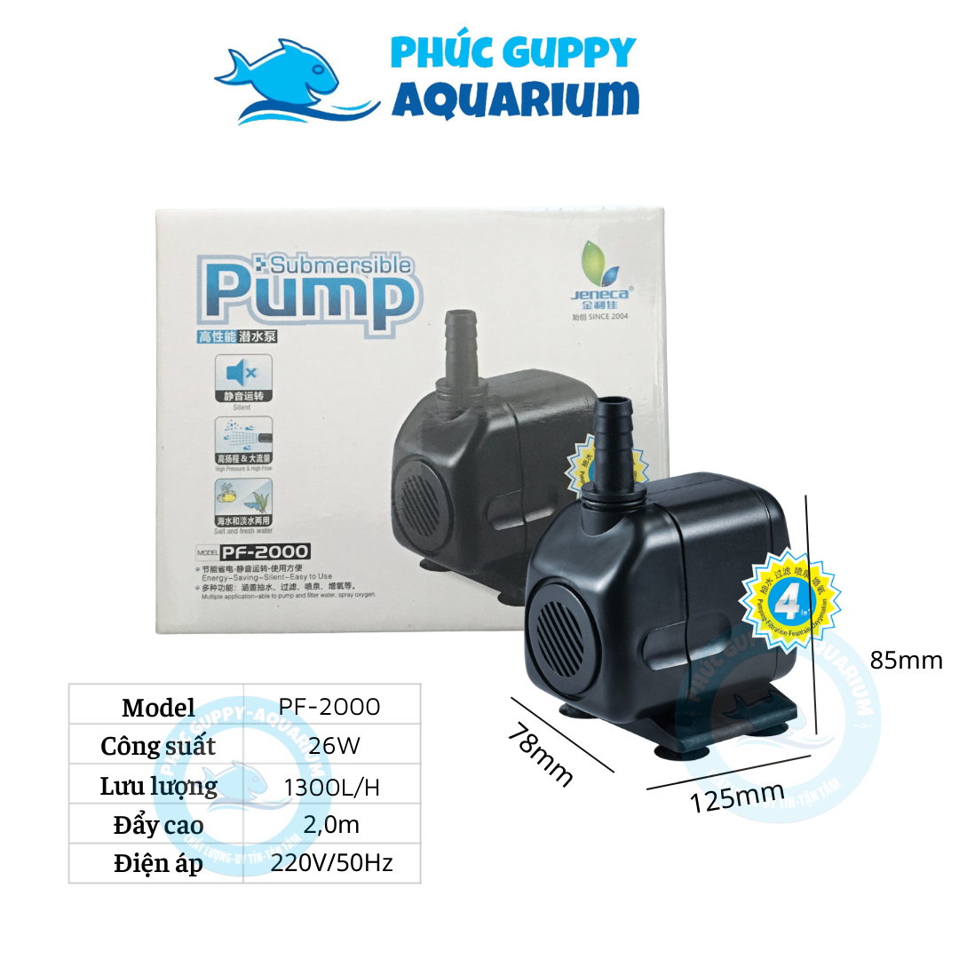 Máy bơm nước jeneca pf-2000 | máy bơm bể cá, hệ thuỷ canh, hòn non bộ giá rẻ
