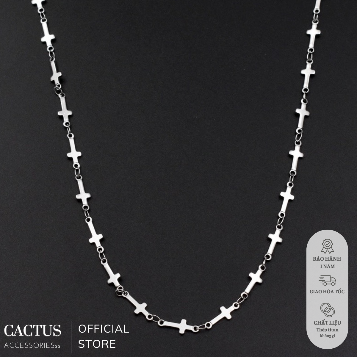 Dây chuyền choker thánh giá cross thép titan
