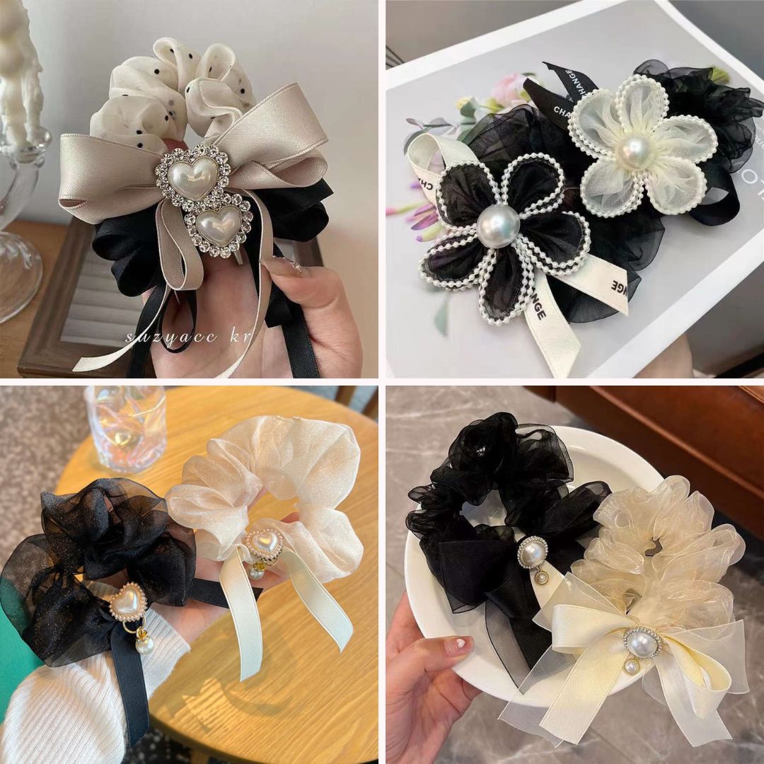 💜 𝑭𝑹𝑬𝑬𝑺𝑯𝑰𝑷 💜 Dây cột tóc nơ hoa đính đá cột tóc xinh xắn thời trang phong cách Hàn Quốc