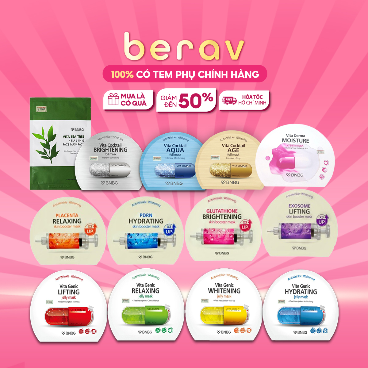 Bộ 10 Mặt Nạ Vitamin BNBG Vita Genic Jelly Mask 30ml