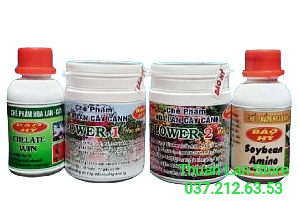 Bộ Tứ Kích Hoa Và Dưỡng Hoa Lâu Tàn Báo Hỷ Gồm Chelate Win - Flower 1, Soybean Amino - Flower 2
