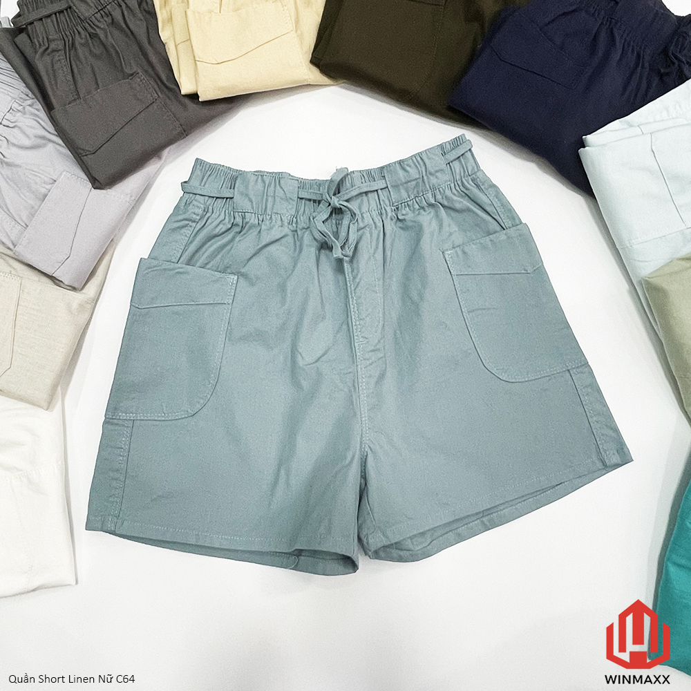 Quần short linen nữ quần short thời trang năng động phù hợp đi chơi dạo phố c64 - seven stars