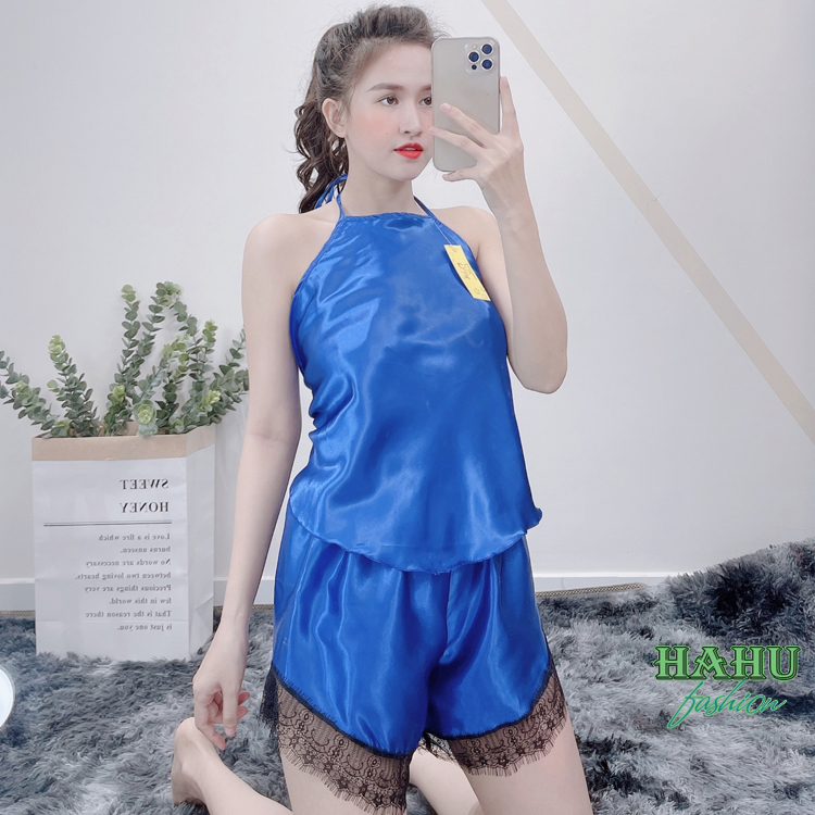 Đồ ngủ ren sexy chất phi dạng yếm trơn quần phối ren xinh xắn DN31