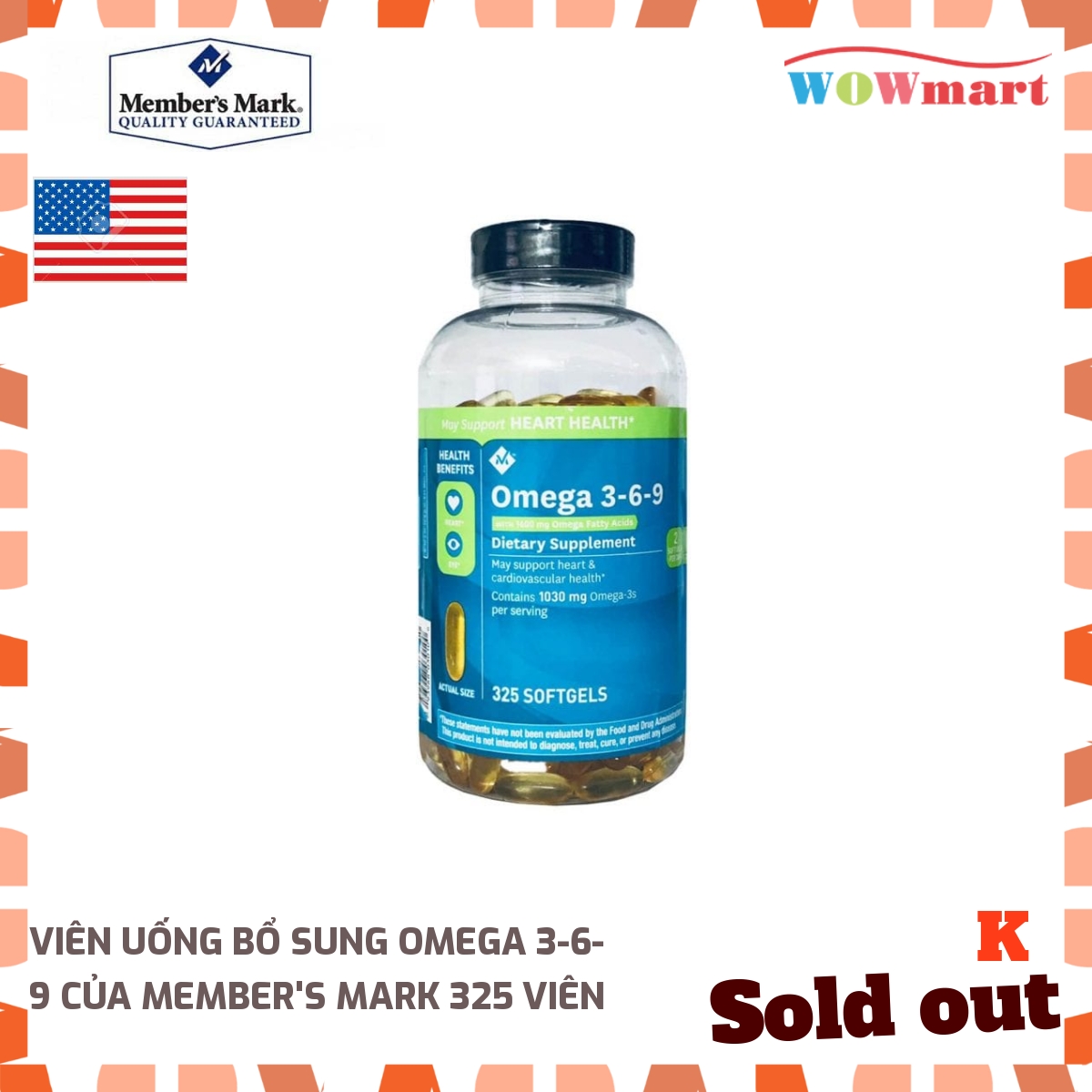 [HCM]Viên uống bổ sung Omega 3-6-9 của Members Mark 325 viên - [MỸ]