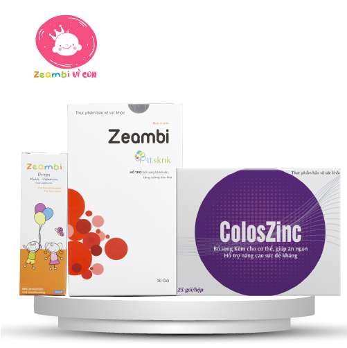 Combo men vi sinh bao kép zeambi, vitamin zeambi, kẽm hữu cơ giúp bổ sung vi chất cho trẻ