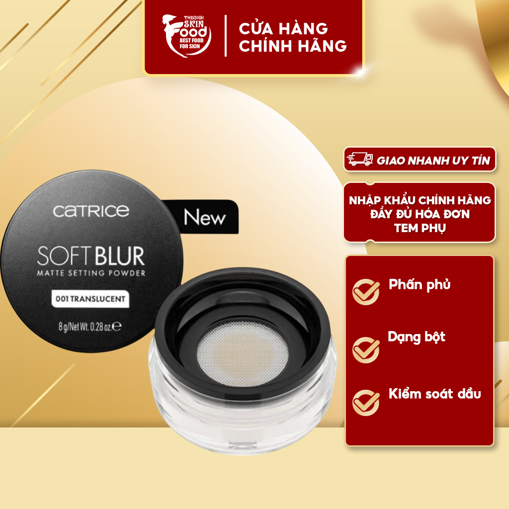 Phấn Phủ Dạng Bột Catrice Mỏng Nhẹ Kiềm Dầu Soft Blur Matte Setting Powder 8g ThegioiSkinfood