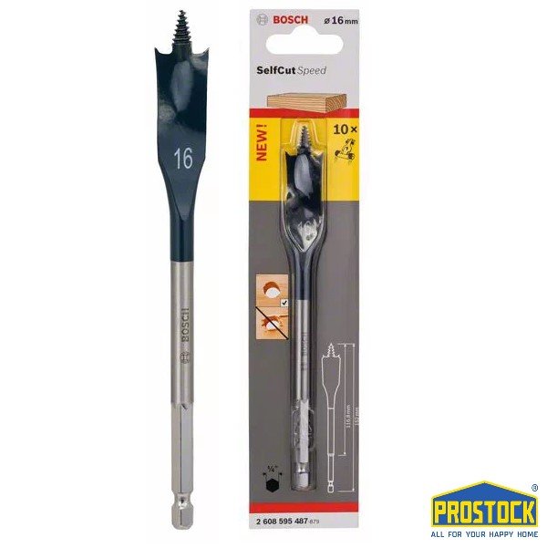 Mũi khoan gỗ đuôi cá bosch 16mm 2608595487