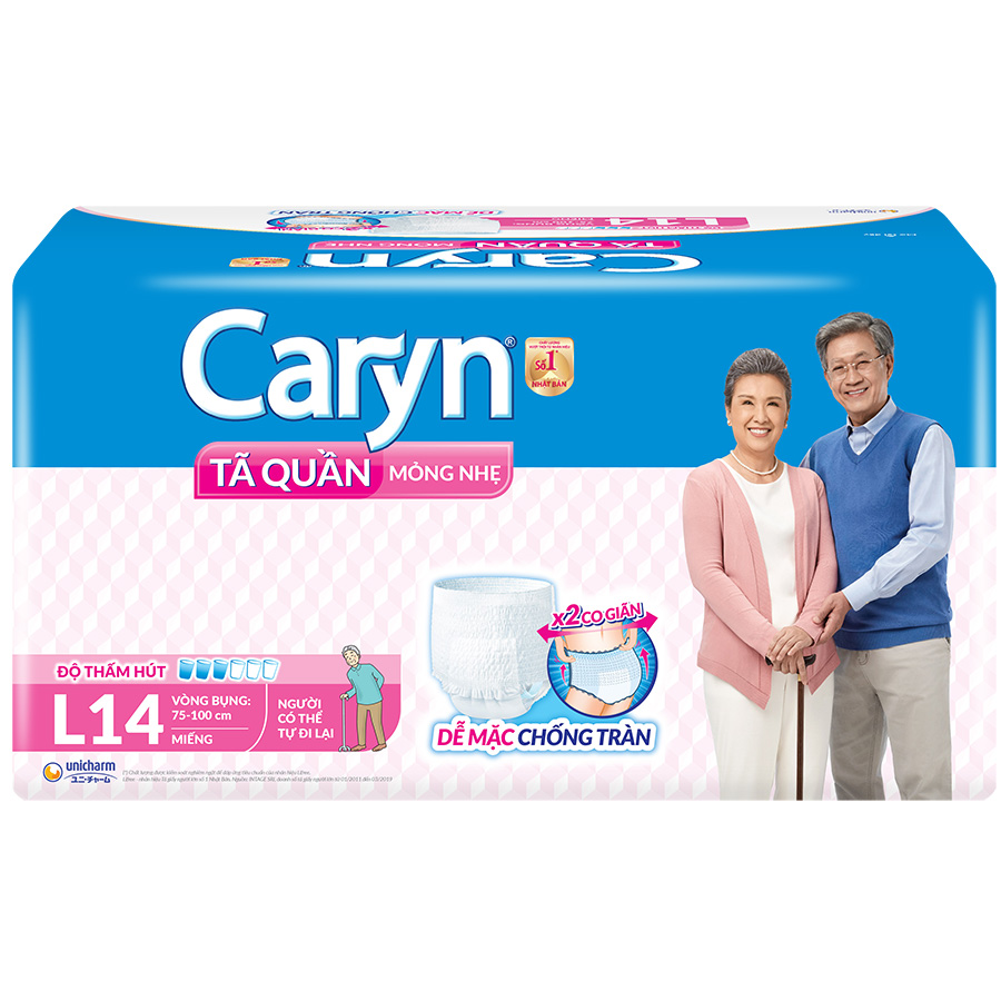 Tã quần người lớn caryn mỏng nhẹ chống tràn size l14 miếng