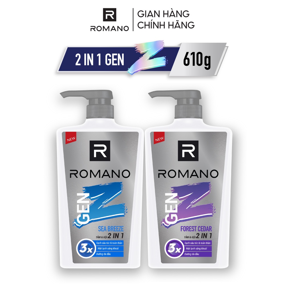 Tắm Gội 2 trong 1 Romano GEN Z FOREST CEDAR/SEA BREEZE 610G