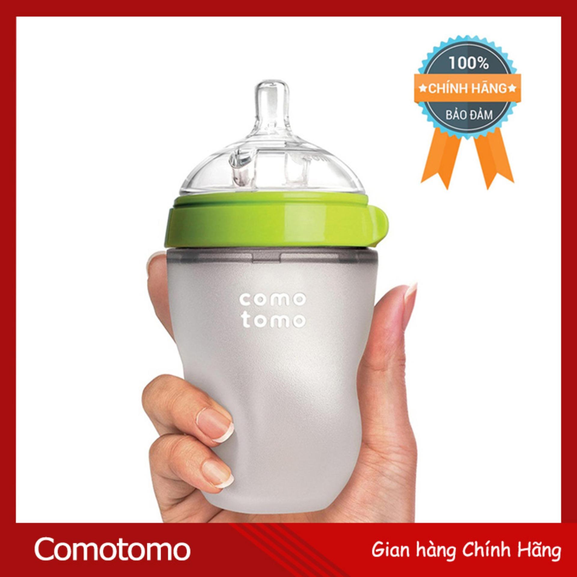 Bình sữa cho bé , bình sữa COMOTOMO 250ml chống sặc cho bé với đầu ti silicon siêu mềm
