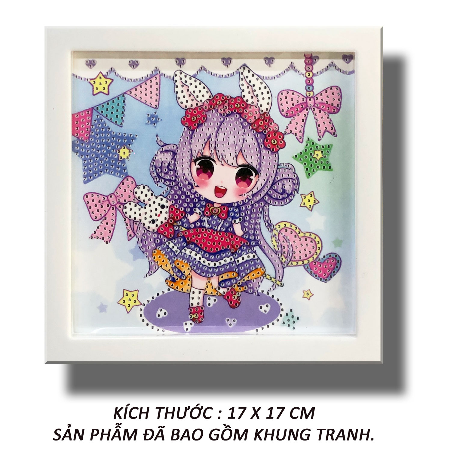 Tranh Đính Đá Tặng Khung - Công Chúa Áo Tím Đáng Yêu 18 (Kèm Quà Tặng) - Tranh Minh Hiền (TỰ ĐÍNH ĐÁ)