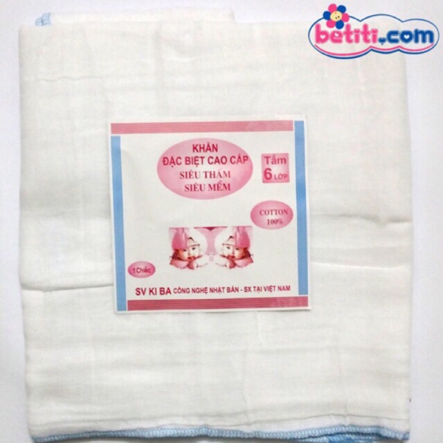 Khăn Xô Tắm cho bé trắng Kiba 6 Lớp Siêu Mềm