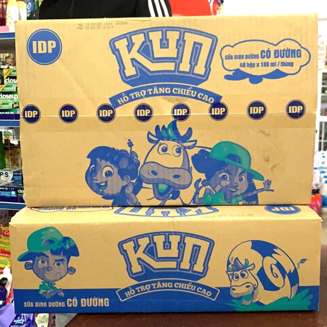 Sữa Dinh Dưỡng Có Đường Kun 48 Hộp x 180ml Hỗ Trợ Tăng Chiều Cao