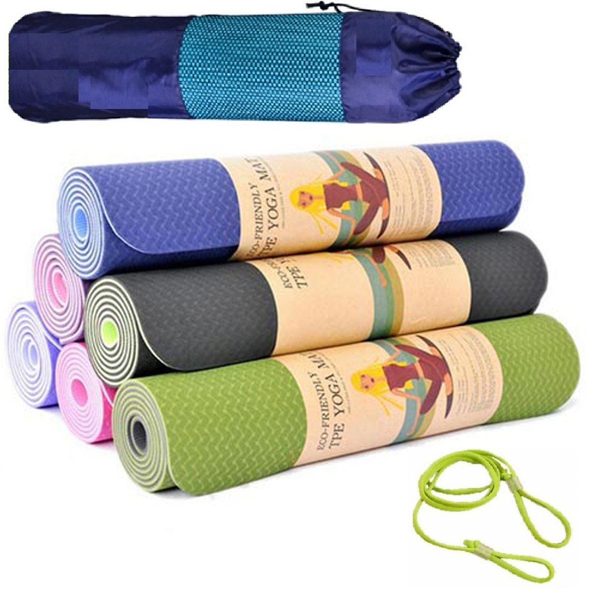Thảm Tập Yoga TPE 2 Lớp 8mm Tặng Túi và Dây Buộc, Thảm Yoga DODODIOS, Thảm Tập Gym, Thảm Tập Thể Dục Tại Nhà - Chính Hãng DODODIOS