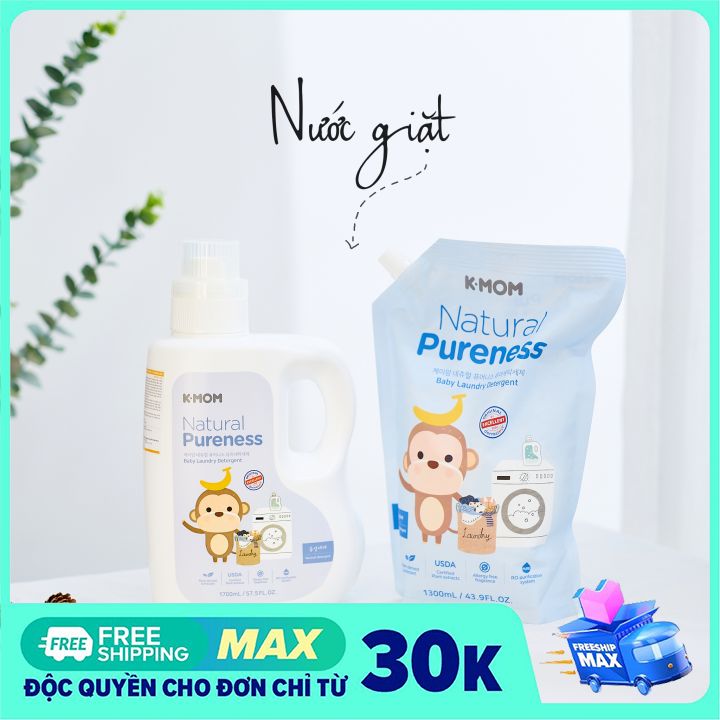 Nước giặt quần áo trẻ em Kmom Hàn Quốc - Nước giặt hữu cơ chai 1700ml