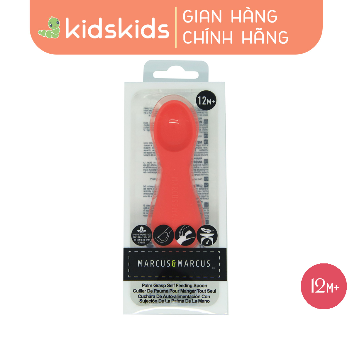 Thìa tập ăn silicon cho bé Palm Grasp Marcus & Marcus, từ 12 tháng - Marcus