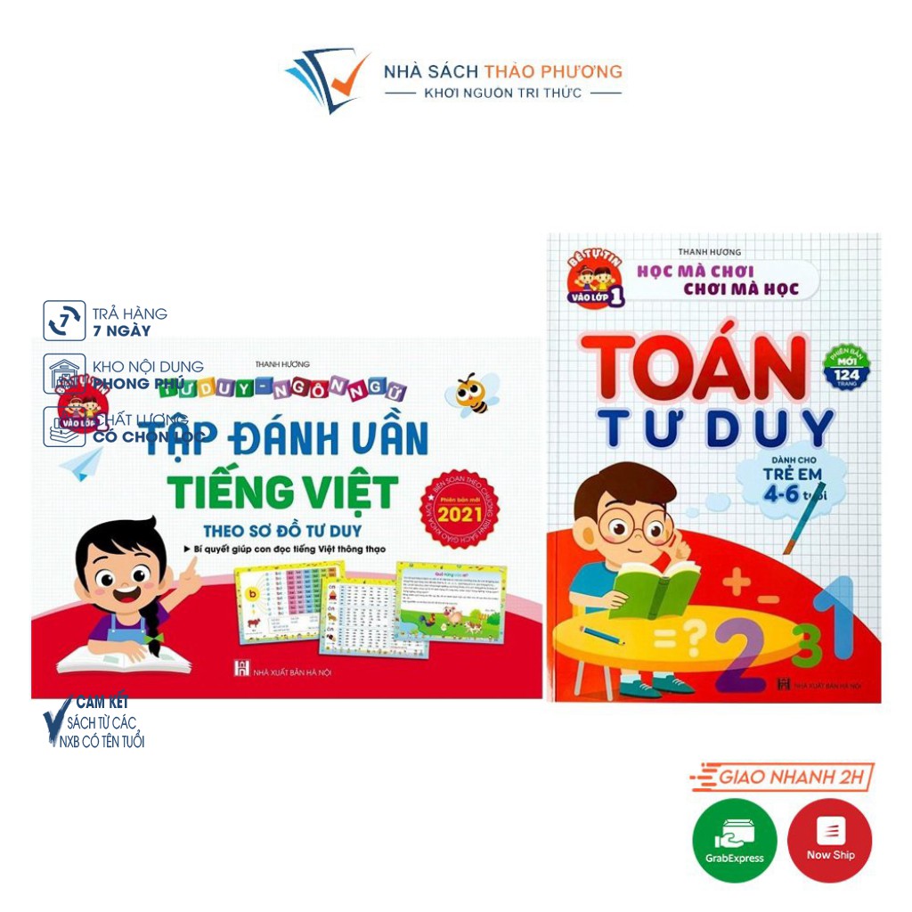Sách - tập đánh vần tiếng việt, toán tư duy cho trẻ 4-6 tuổi - bộ 2 cuốn