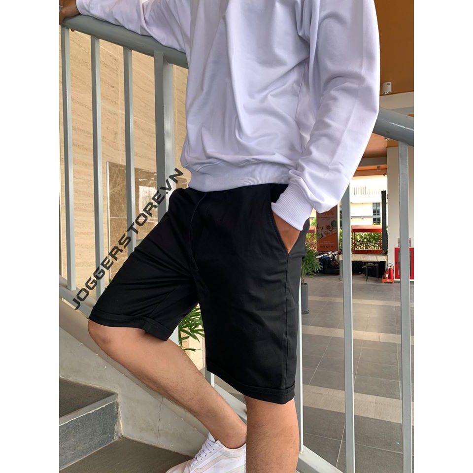 Quần short kaki thun co giãn basic