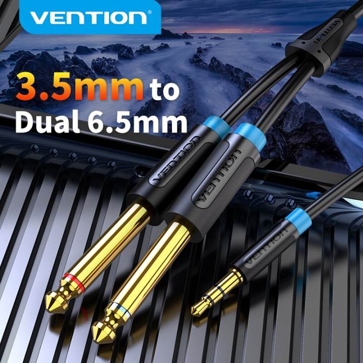 【COD】Vention dây kết nối âm thanh 6.35mm Male 1/4 Mono Jack to Stereo 1/8 Jack 3.5mm to Dual 6.5mm Aux Cable for Mixer Amplifier DVD Player Audio Cable