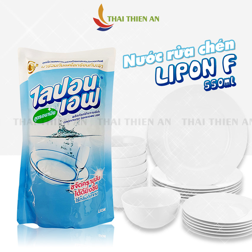 Nước rửa chén không mùi Thái Lan LIPON F - túi 550ml xanh dương