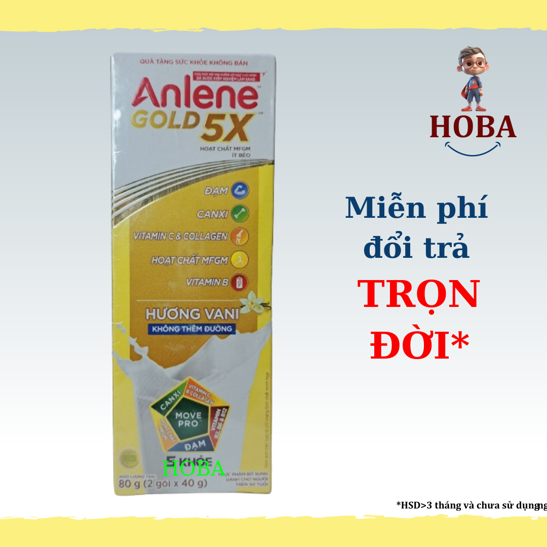 Sữa gói Anlene Gold 5x Sample - 1 hộp 2 gói 80g - Dành cho người trên 40 tuổi