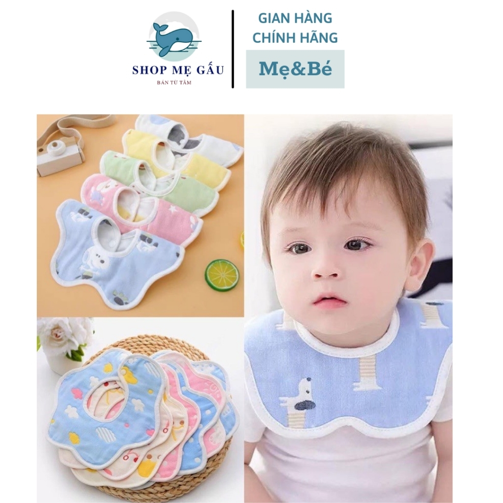 Yếm xô sợi tre organic, yếm tròn 360 độ cho bé 6 lớp siêu thấm