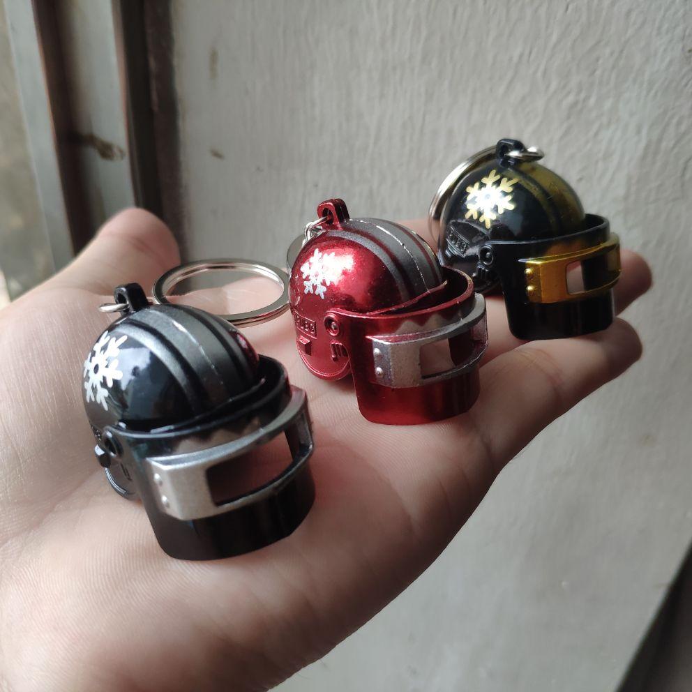 Móc khóa mô hình Mũ 3 Kim loại titan pupg bubg pubg mũ lv3