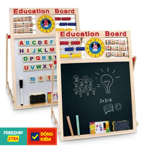 Bảng từ ghép nam châm chữ và số - bảng edu ghép gỗ hai mặt thông minh - đồ chơi cho bé học tư duy thông minh