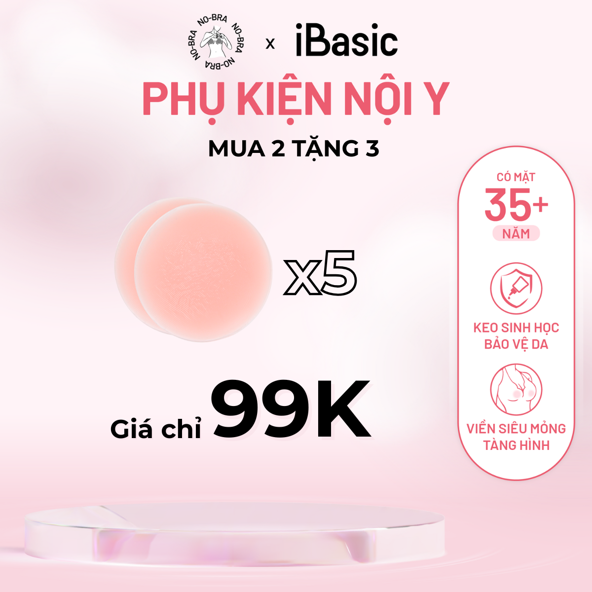   MUA 2 TẶNG 3  Combo 2 cặp dán đầu ngực trong iBasic PK013 