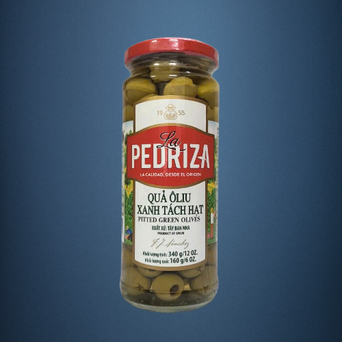LA PEDRIZA - Lọ XANH 340gr - QUẢ Ô LIU XANH TÁCH HẠT TÂY BAN NHA Pitted Green Olives