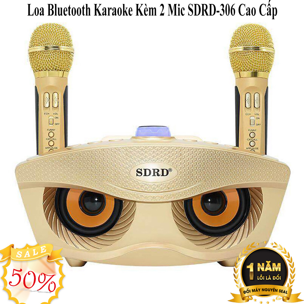 [HCM]Loa Karaoke mini 2 mic kết nối bluetoothMic Đôi Hát Karaoke Loa Bluetooth karaoke kèm 2 mic SDRD-306 cao cấp Loa Karaoke Mắt Cú hỗ trợ hiệu ứng âm thanh công suất loa lớn Bass cực chuẩn hỗ trợ cổng cắm thẻ nhớ jack 3.5mm BH 1 đổi 1